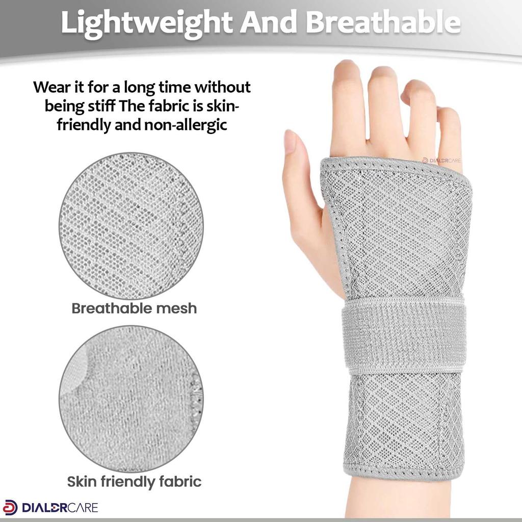 Support de poignet DIALDRCARE avec stabilisateur à attelle métallique, bandage de poignet réglable pour soulager la douleur et les blessures (Gris)