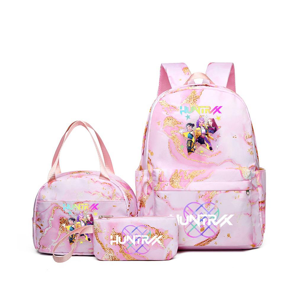 Kpop Witch Hunter Backpack Lunch Bag Pencil Case Set Student Animation Fashion School Bag Pencil Case Lunch Bag