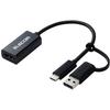 ELECOM HDMI Capture Unit [HDMI na USB-A / USB-C] 4K (3840 x 2160)/30Hz HDMI necertifikovaný konverzní kabel HDMI Černý AD-HDMICAPBK