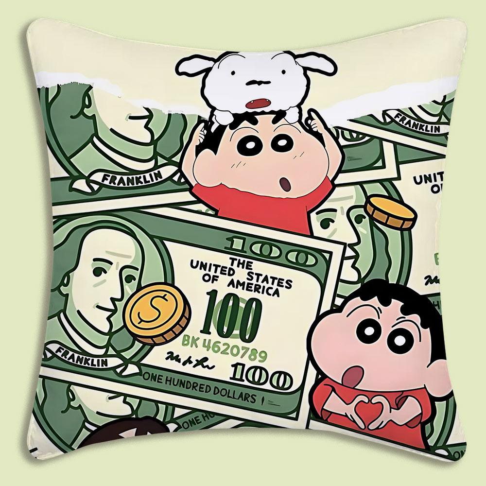 Cartoon Crayon Shin-chan Pillow Covers Cartoon Sofa Decorative Home Double-sided Printing Short Plush Cute Cushion Cover