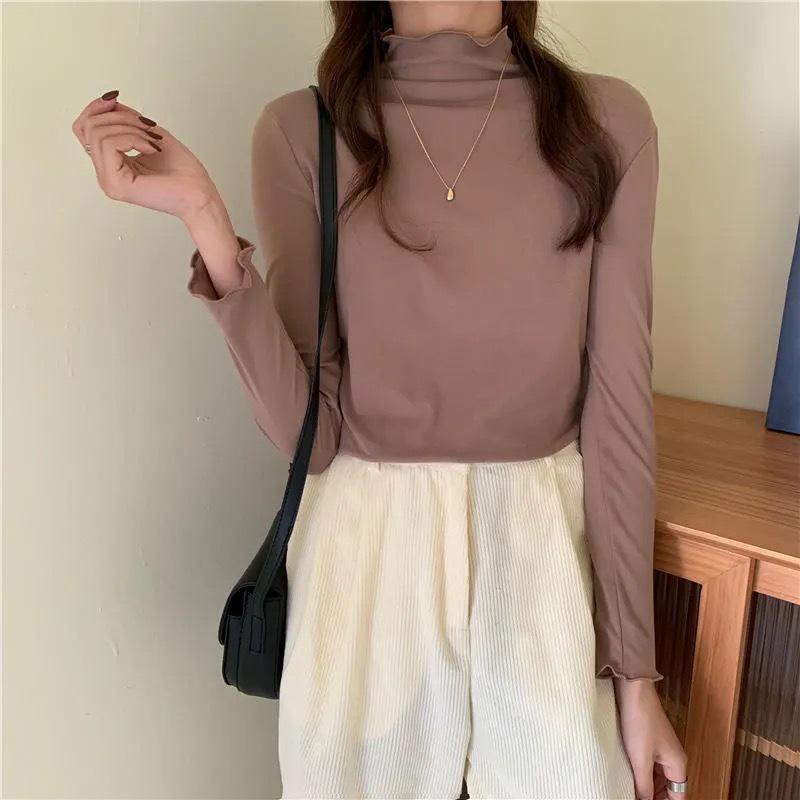 Kitten Diary Women's Slimming White Base Layer Velvet Top - Long Sleeve, Autumn/Winter Wear