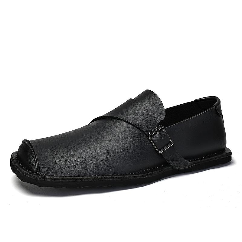 Personality Mens Casual Leather Shoes Slip on Shoes Comfy Fashion Loafers New Men Business Shoes All-match Man Driving Footwear