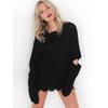 2025 Autumn European-American Mid-Length Ripped Plus Size Knit Sweater