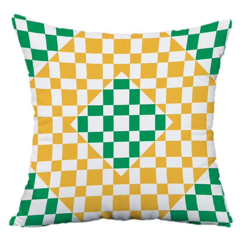 Green and Yellow Geometric Pillowcase Dormitory Decoration Office Living Room Sofa Home Pillowcase