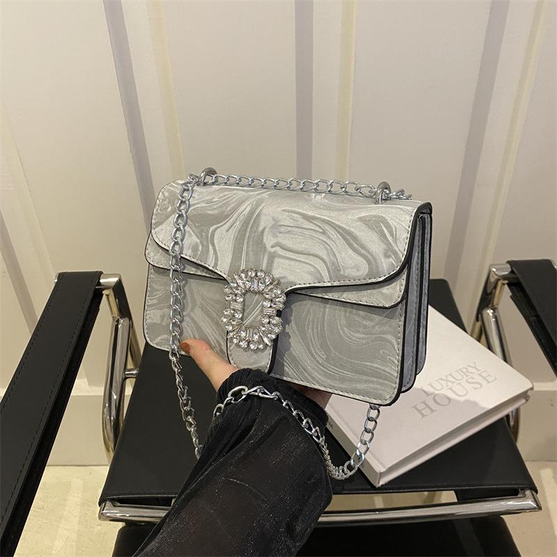 Fashionable Diamond-set Small Square Bag New Style Chinese Style Gem Handbag Women's Bag Fashionable Temperament One-shoulder Crossbody Bag