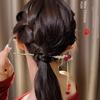Haarnadel mit roter Blume und Quaste im chinesischen Stil für Damen