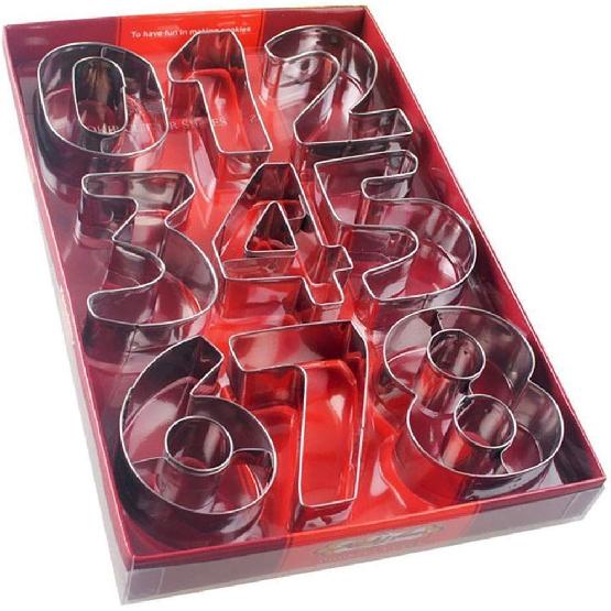 Large Number Cookie Biscuit Cutters Set 3 Inches, 9 Piece Stainless Steel Numbers Cutter Set Tools for Kitchen,Baking