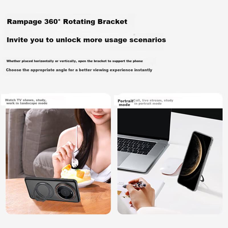 Decompression Magnetic Rotating Stand], Huawei Mate 60 Pro Phone Case, Huawei Mate Soft Sand Skin Translucent, Lightweight, Case, Soft Mist White