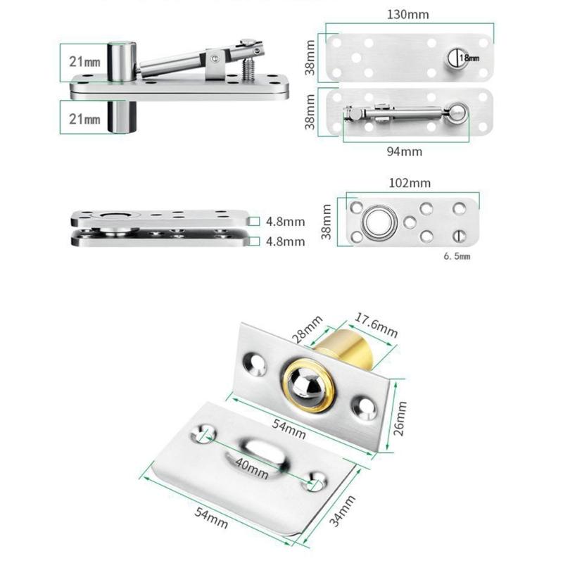 Wood Door Pivots Hinges Stainless Steel Concealed Door Hinge 360 Degree Rotation Invisible Pivots Door Hardware