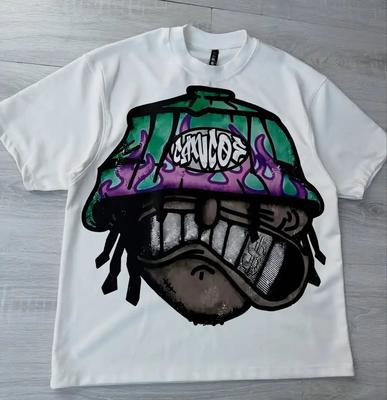 Fashion Cartoon Print Design Shirt Retro Hiphop Trend Oversized Tshirt Y2k Harajuku Streetwear Y2k High Street Short Sleeved