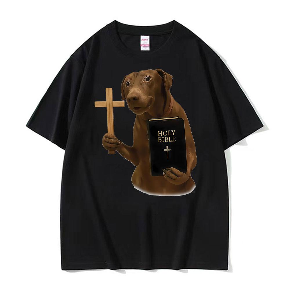 

Funny Christian Holy Bible Dog Graphic T Shirts High Quality Cotton Casual T-shirt Men Women Fashion Summer Street T Shirt To... S