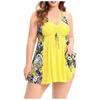 Women's Plus Size Split Drawstring Skirt Swimming Costume With Bra Pad And No Steel Bra