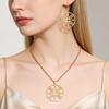 Dawapara Assyrian Star Necklace Earrings Jewelry Set Mesopotamian Sun Symbol Star of Shamash Pendant Stainless Steel Jewellery