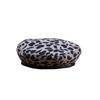 Damen Vintage Leopardenmuster Wolle Weich Winter Warm Baskenmütze Klassische Beanie Mütze