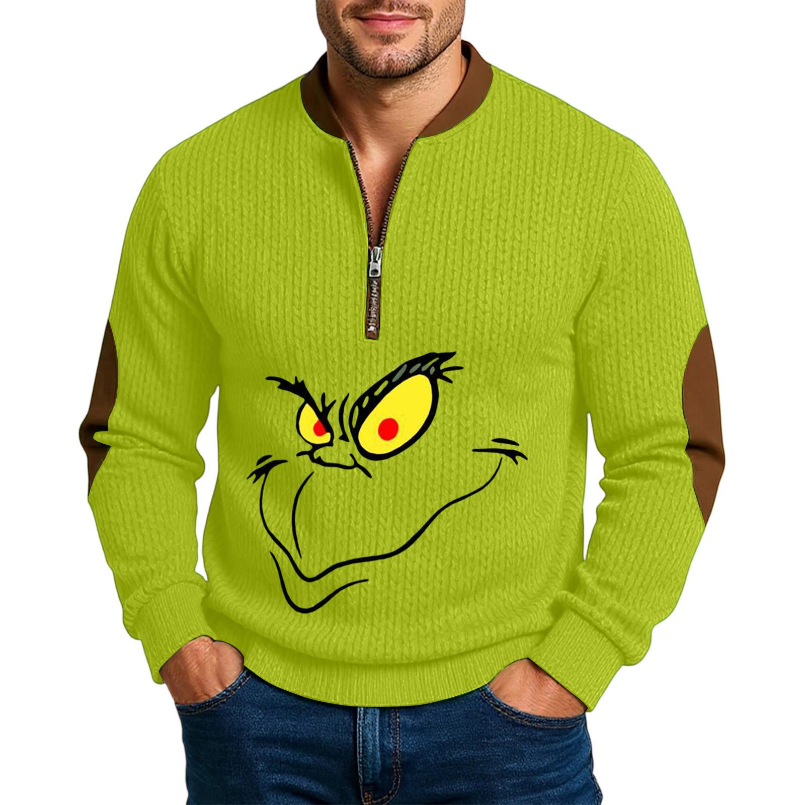 Рождественская мужская повседневная толстовка с длинным рукавом на молнии для улицы XL жёлтый 2590₽