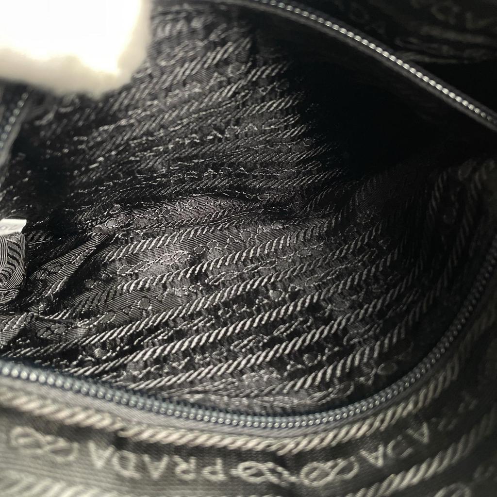 PRADA Triangular logo Shoulder Bag black Women used