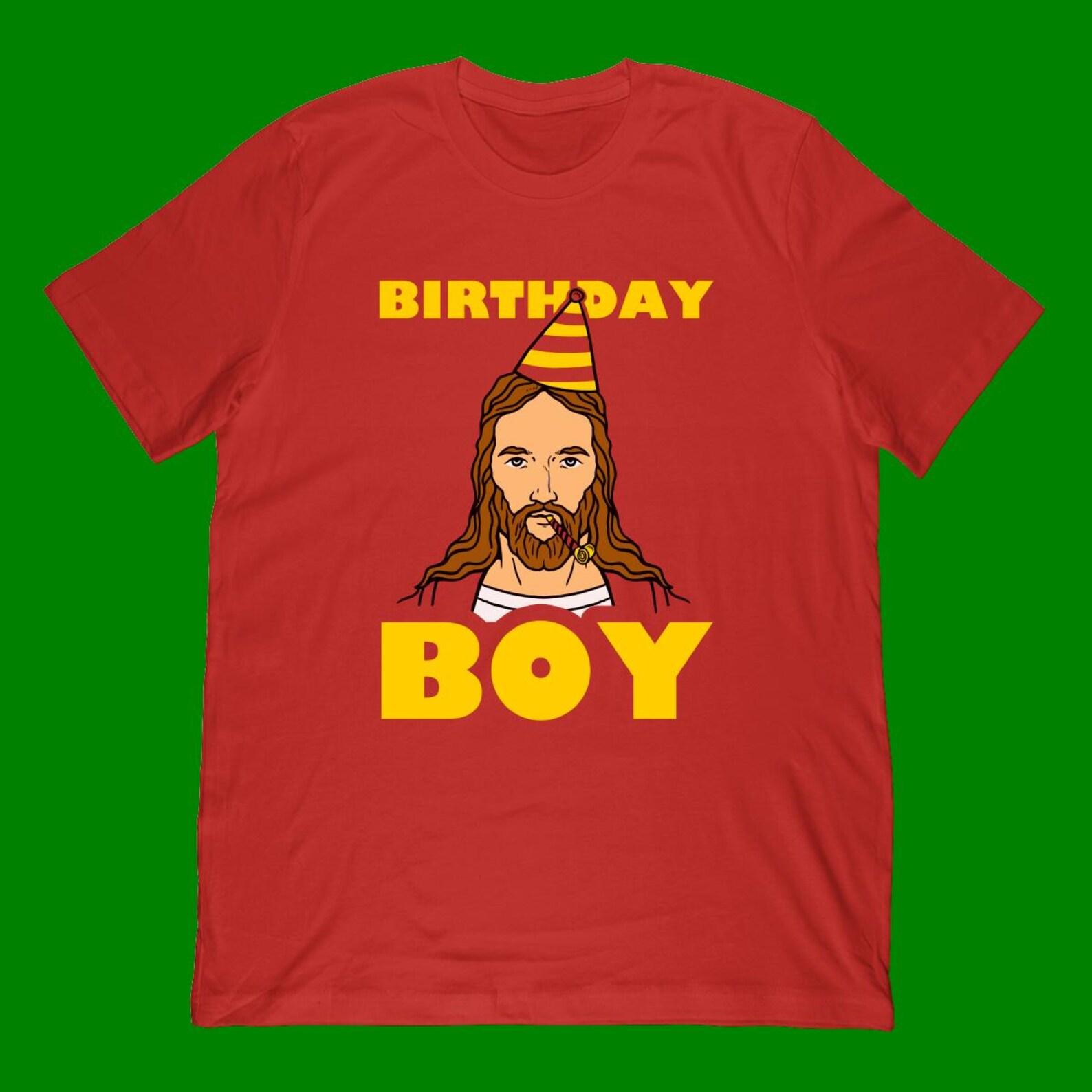 Birthday Boy T-Shirt | Jesus Christ Funny Christmas Party Hat Design L