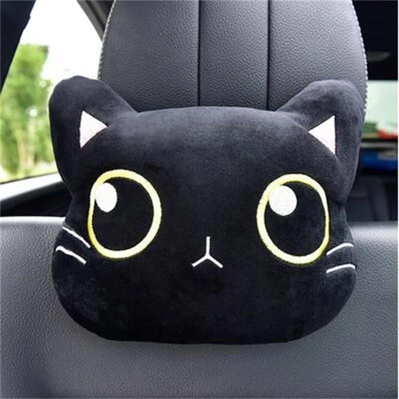 Cute Car Neck Pillow Cat Car Pillow Rearview Mirror Cover Girl Seat Belt Shoulder Pad Neck Cushion Woman Car Accessory Cartoon
