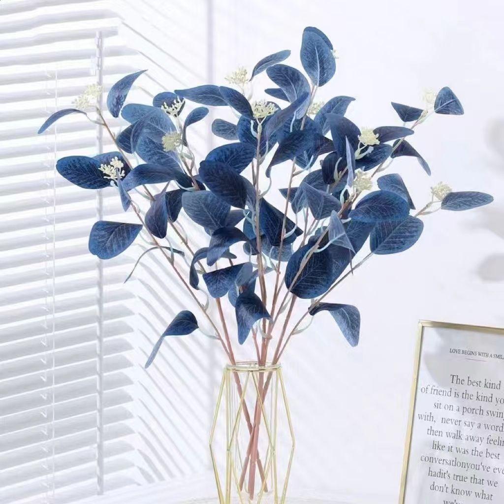Colored Eucalyptus Leaves Simulated Plant Decorative Flowers Fake Flowers Vase Home Living Room Dining Table Ornaments Display