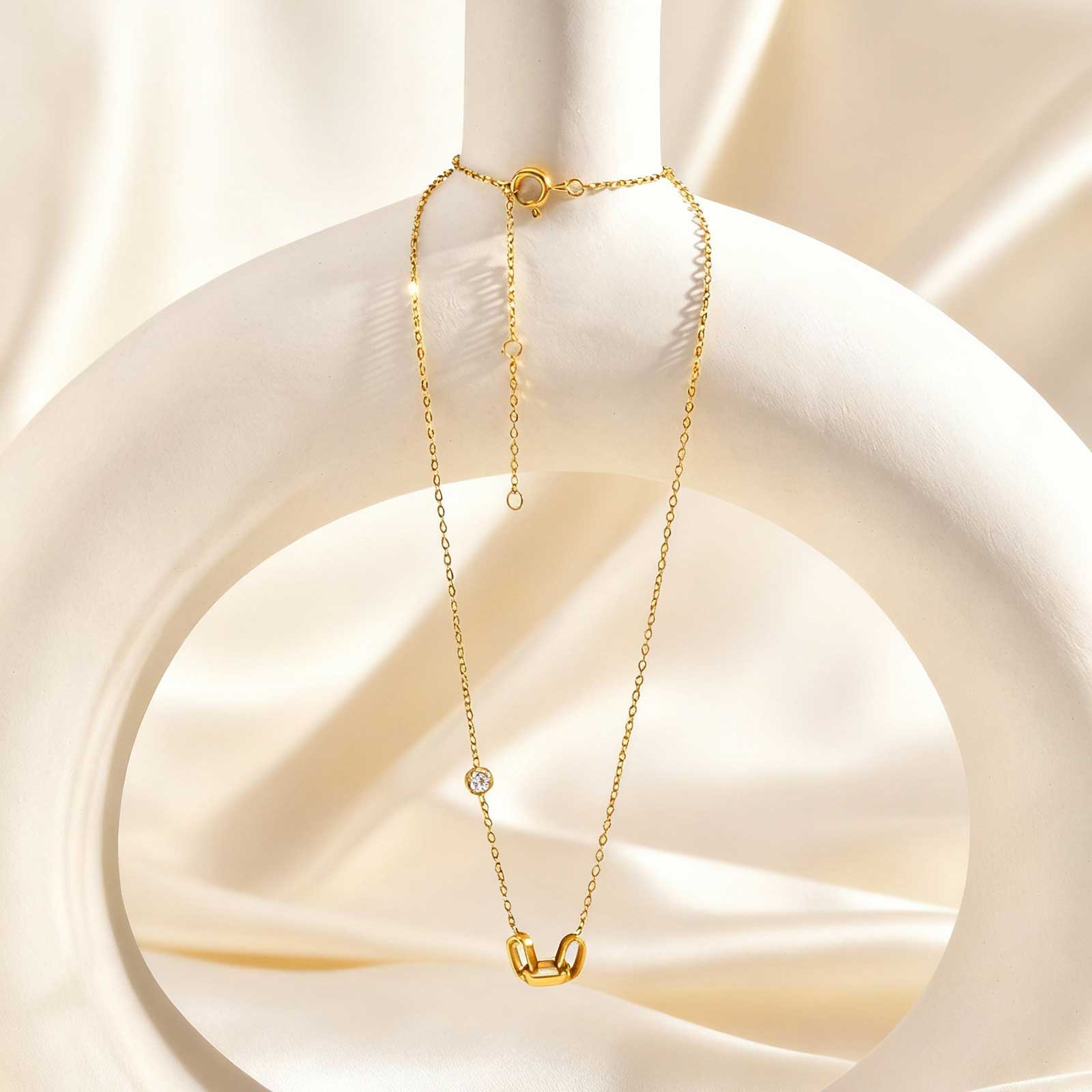 

Light Luxurious Geometric Oval Zircon Necklace for Women,Gold Color Stainless Steel Link Chain Necklaces,Fashion Jewelry Gifts