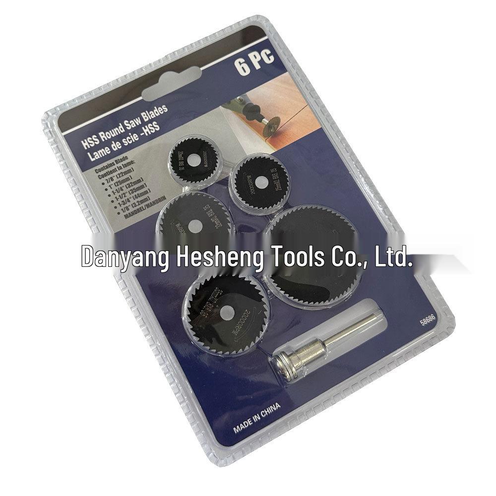 6-Piece Circular Saw Blade Set for Woodworking & Metal Cutting, 3.17mm Hand Drill & Electric Grinder Blades