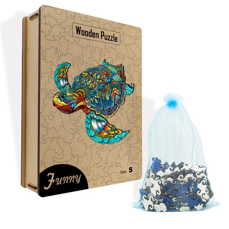 Wooden Puzzle Irregular Sea Turtle Special Shape Small Animal Shape Block Wooden Flat Puzzle