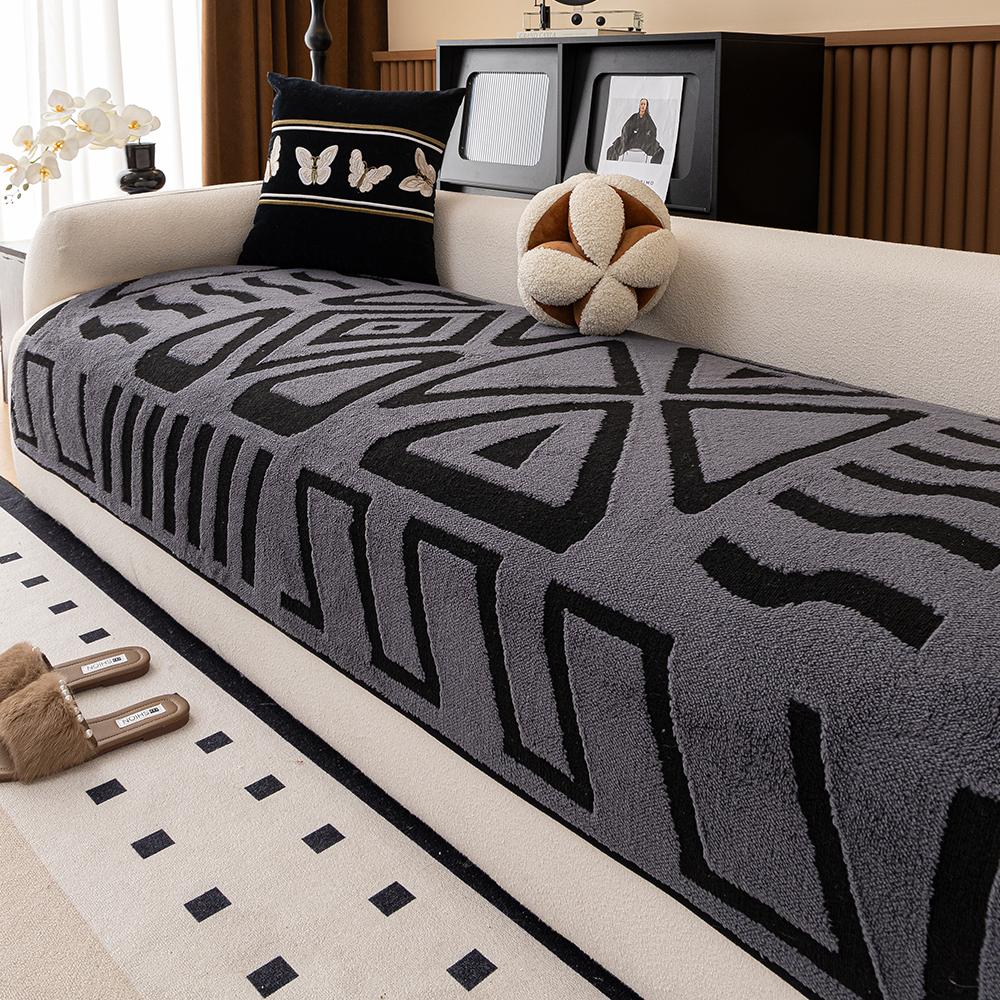 

Winter Short Velvet Sofa Cushion Non-Shedding Slip-resistant Home animal feiendly Protection Cover for Living Room Furniture 45x45cm Pillowcase сірий