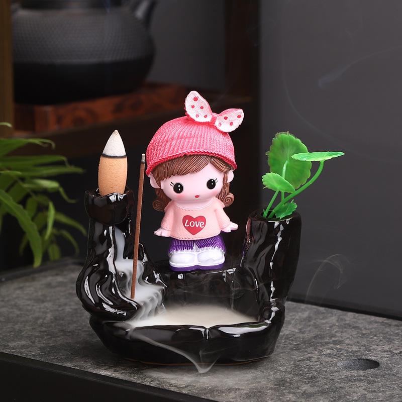 Hinterbrenner Keramik neue kreative Ornamente Räuchergefäß kleiner Mönch Berg fließendes Wasser