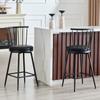 Modern Metal Bar Stool in Windsor Style with Upholstered Seat for Kitchen Islands, Bars, Restaurants; Bar Height; Vintage and Minimalist Style
