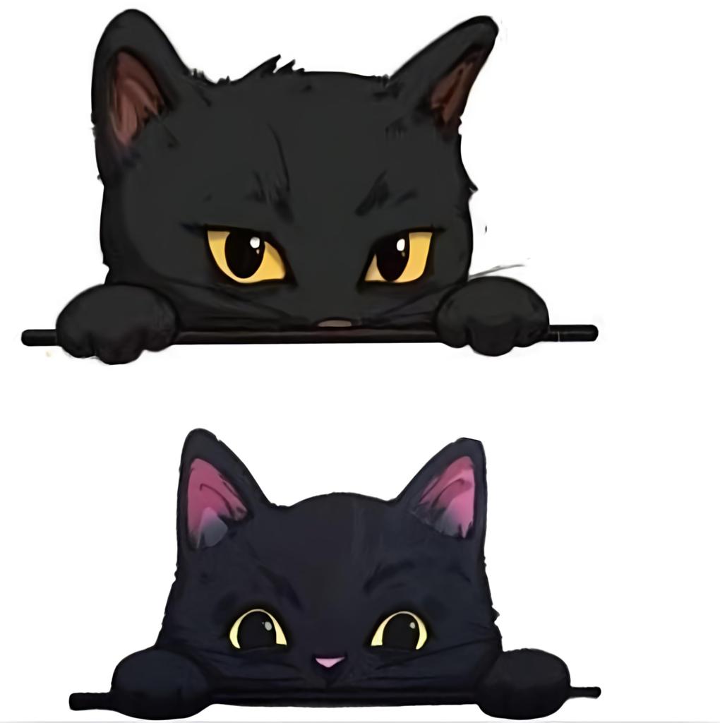bubulu Black Cat Car Sticker Cute Cat Sticker Car Sticker Wall Refrigerator Door Glass Decoration 2 Kittens Set of 2