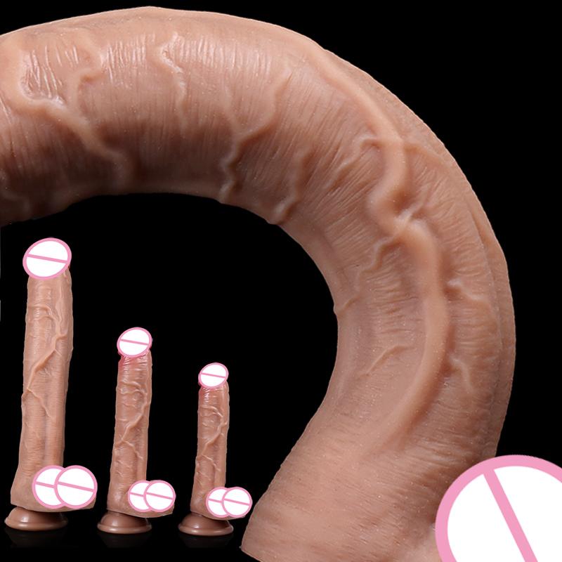 Spuer Größere Realistische Dildos Silikonschicht Penis mit Saugfuß Erwachsene Sexy Spielzeuge für Frau Mann Vagina Analmassage Stimulator