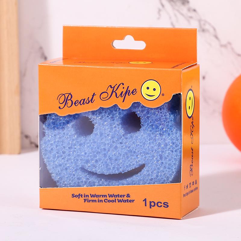 Douyin Smiley Magic Cleaning Sponge – Loofah-Style Honeycomb Kitchen Dish Sponge
