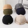 Lightweight Brimless Docker Cap R Letter Landlord Hat Fashion Beanie Hat  Spring