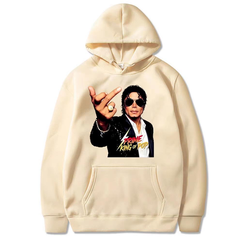 Hot Sale Michael Jackson Middle Finger Graphic Print Hoodie Men Women Retro Gothic Rock Sweatshirt Fashion Pullover Loose Casual Oversized Sweatshirt