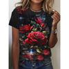 Women's Plant Fruit 3D Printed Women's T-shirt 3D Casual Fashion Short Sleeve Simple Flower Women's T-shirt