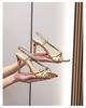 Women's Golden High Heel Roman Sandals 2024 - French Style Lace-up for Skirts