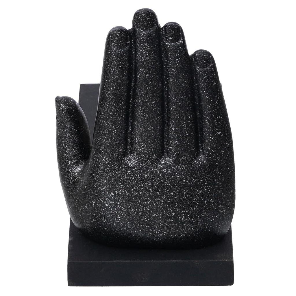 Grey Golden Resin Palm Buddha Statue Tea Light Candle Holder | Lord Buddha Idol Tea Light Holder | Diwali Decoration Items for Home Decor