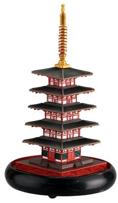miniQ Miniature Cube 004 Five-Story Pagoda, Gangoji Temple, Nara, Approximately 75mm Tall, PVC & ABS, Pre-painted, Complete Figure