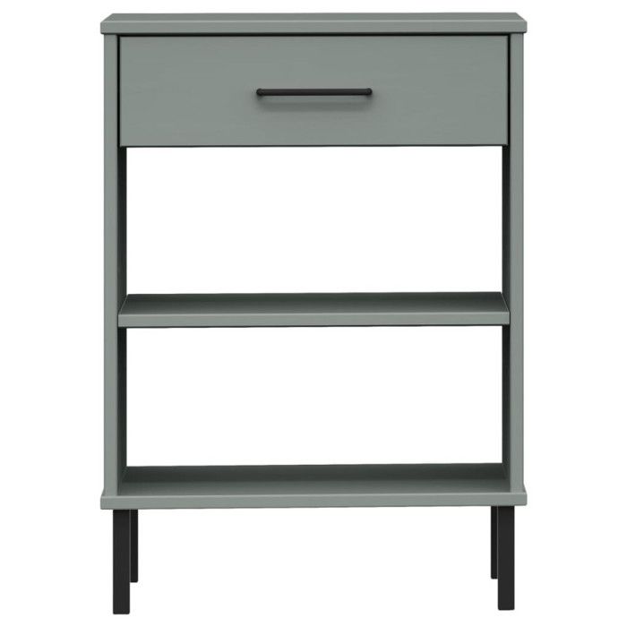 VidaXL Console Cabinet with Metal Legs Grey Solid Pine Wood OSLO 351001