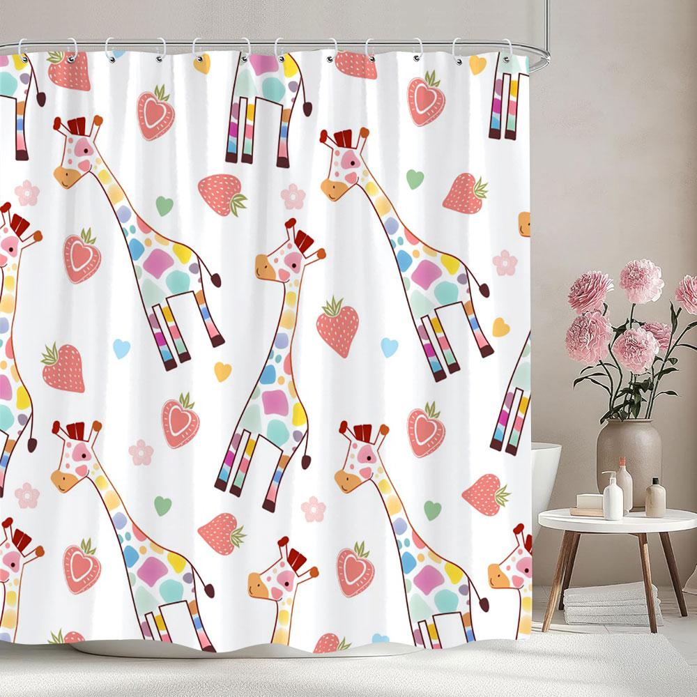 Cartoon Patterns Children's Shower Curtain Warm Girls Room Decoration Curtains Boys Shower Curtains Bathroom Decor With Hooks