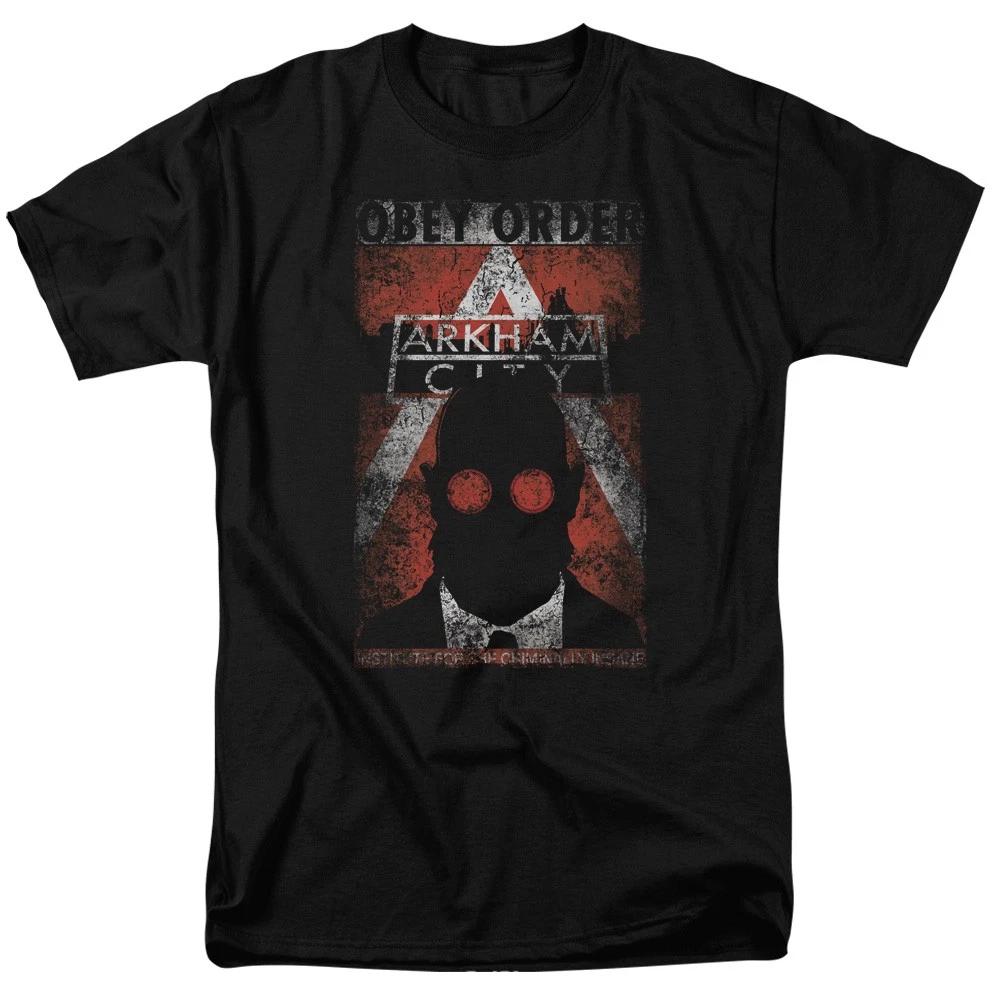 DC Comics Batman Arkham City Obey Order Poster Adult Unisex T-Shirt Black M