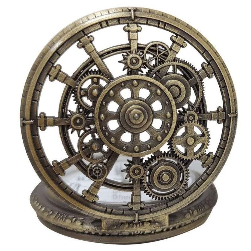 Arabic Numerals Dial Steampunk Quartz Pocket Watch Zinc Alloy Necklace Pendant Watch Men Women