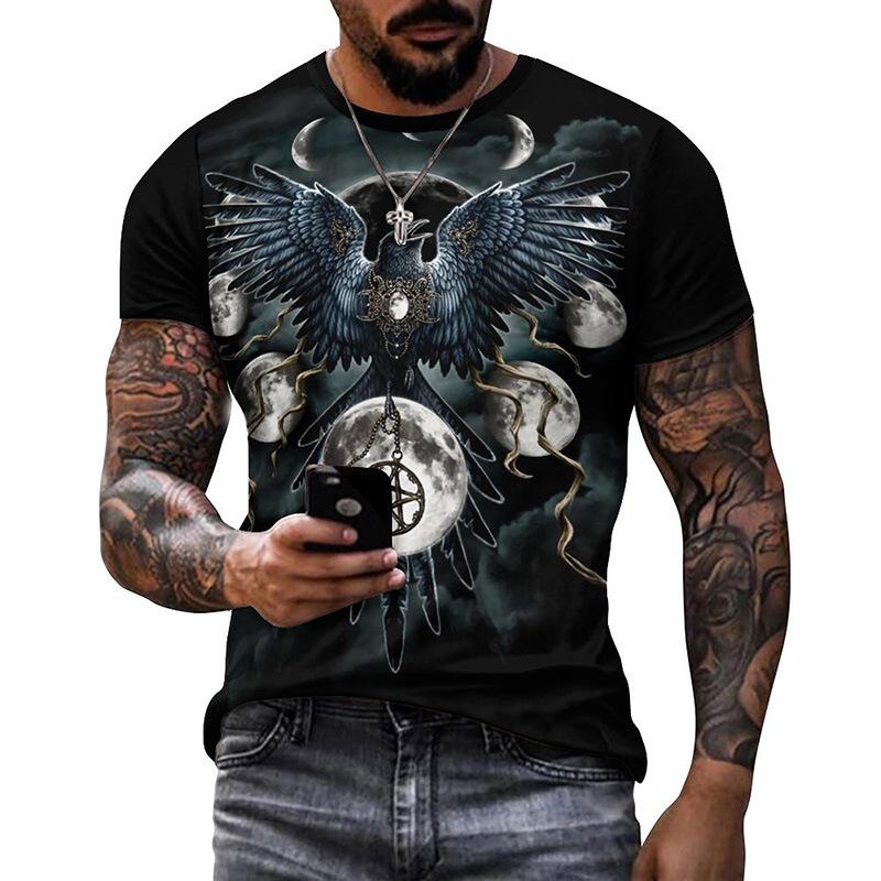 Punk Crow 3D-bedrucktes T-Shirt Dark Mighty Raven T-Shirt Herren Casual Streetwear Damen T-Shirts Casual Birds Graphic Oversized Tops