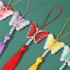 1PC Pearl Phone Bag Butterfly Tassel Hanging Ornament Embroidery Exquisite