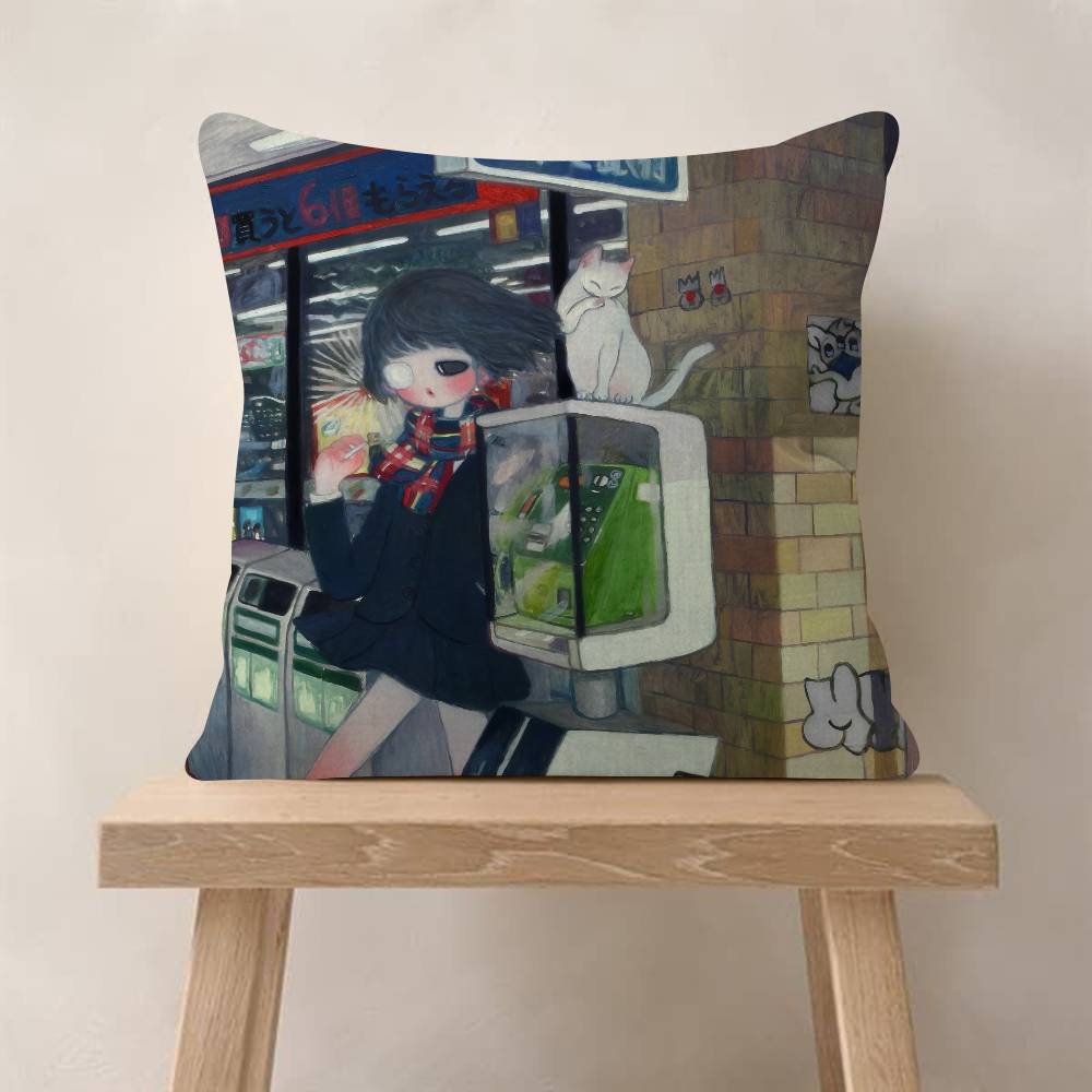 

Art Aya Takano Girl Pillowcase toon Gift Cushion Cover Bedroom Home Sofa Chair Seat Decor pillow case 30x30cm