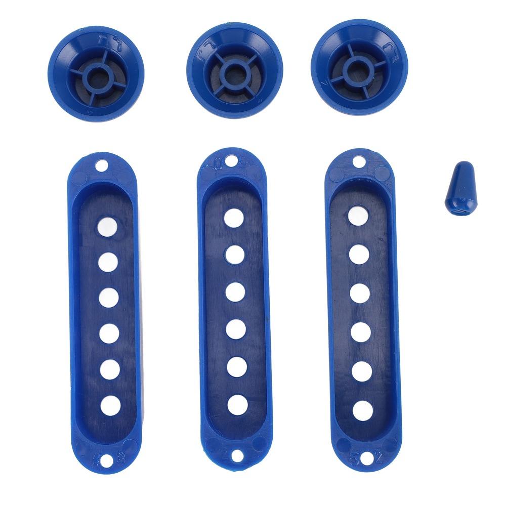 3PCS Blue Single Coil Pickup Cover ABS Switch Tip Cap Stylish Guitar Knob Set Electric Guitar