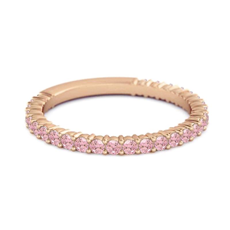 Pink CZ Eternity Band Women Wedding Ring  - 925 Sterling Silver Rose Gold Vermeil