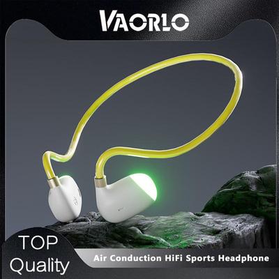 VAORLO Air Conduction Sports Wireless Headphone With Breathing Light Painless Wear Headset HD Microphone For All Smartphones