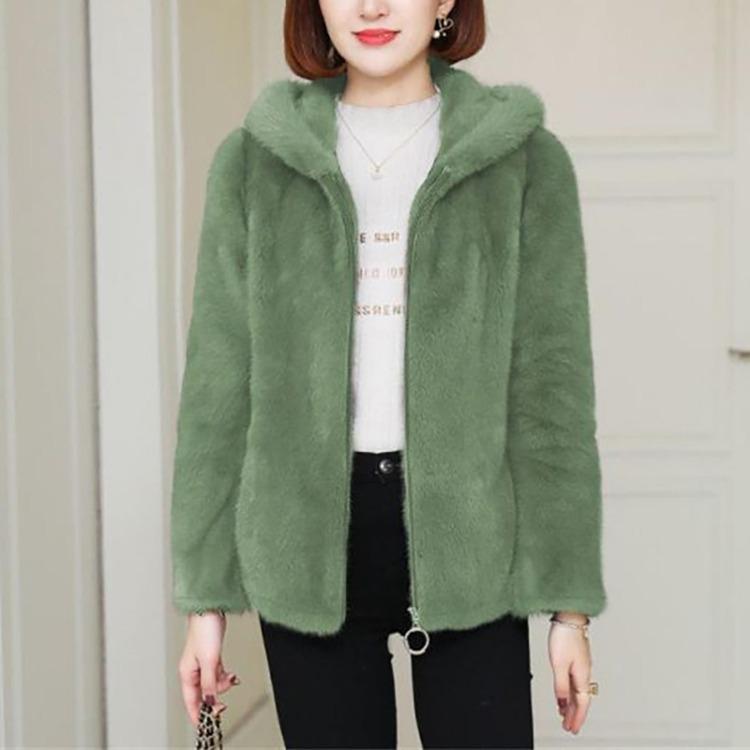

Женский свободный теплый свитер с капюшоном, однотонный, двусторонний коралловый вельвет, куртка из овечьей шерсти на молнии XXXXXL зелёный