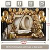 2D Luxury Black Gold 70th Birthday Banner, Shiny Diamond Number Backdrop, Adult Birthday Party Decor